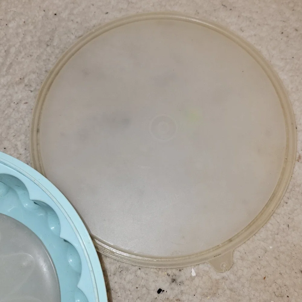 Vintage Tupperware Mold‎ Jell-O Ice Ring Country Blue 1202 Three-Piece 70's